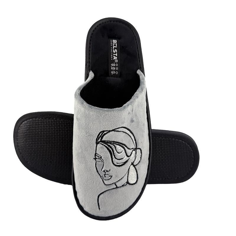 Домашние женские тапочки велюровые 41-42-1 p. 42 27 см Серый