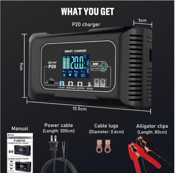 Зарядное устройство импульсное lifepo4 AGM/GEL/АКБ 12В/24В 20 А (10807361) - фото 6 Зарядное устройство импульсное lifepo4 AGM/GEL/АКБ 12В/24В 20 А (10807361) - фото 6