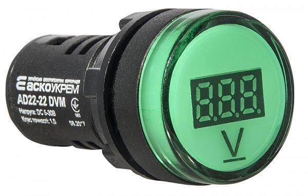 Вольтметр АСКО-УКРЕМ цифровой AD22-22 DVM 5-30В DC Зеленый (A0190010014)