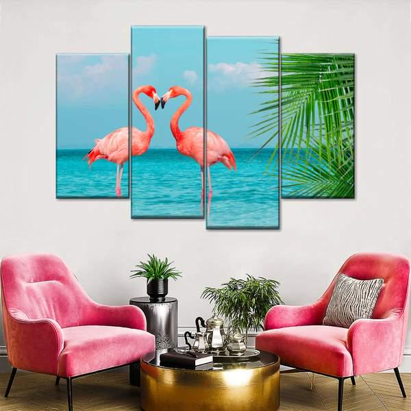 Модульная картина KIL Art Розовые фламинго из четырех частей 129x90 см (M4_L_139)