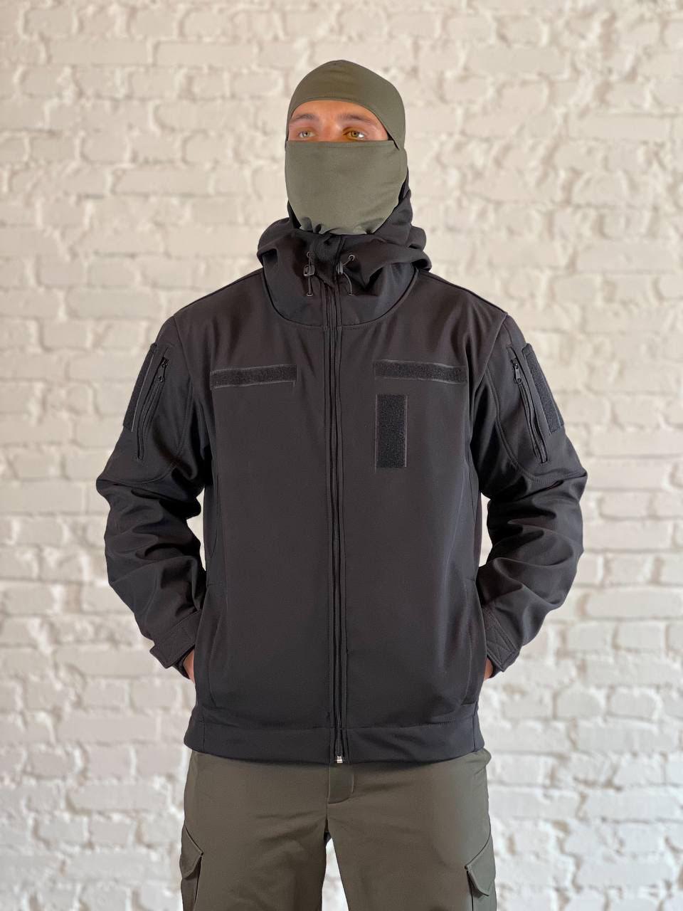Куртка утепленная флисом SoftShell XXL р. 54 Черный (186-4)