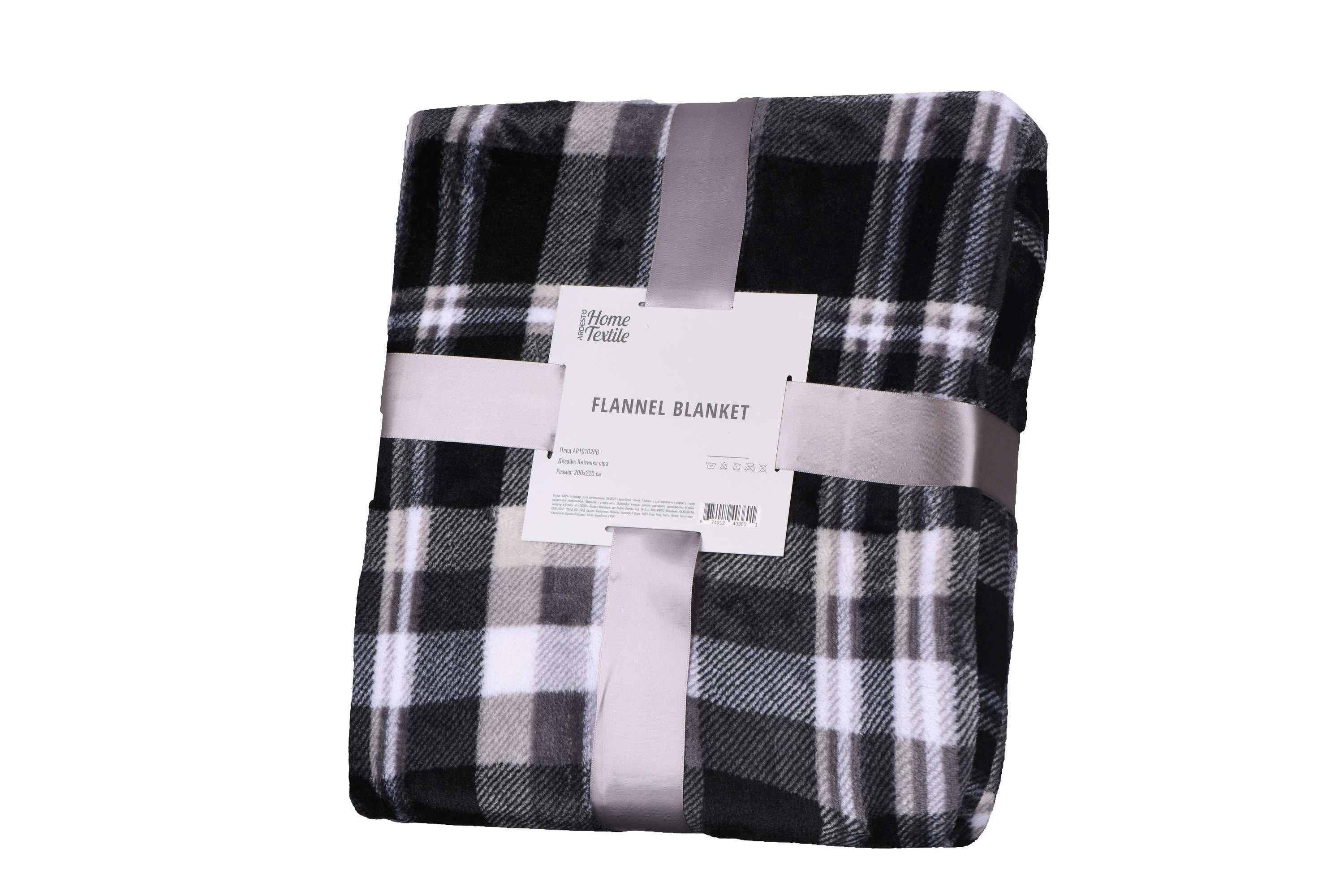 Плед Ardesto Flannel Клеточка 200х220 см Серый (ART0102PB) Плед Ardesto Flannel Клеточка 200х220 см Серый (ART0102PB)