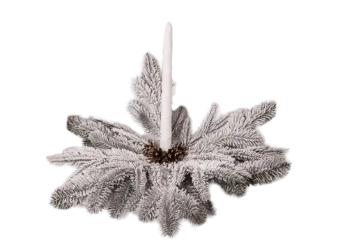 Свічник-вінок на 1 свічку з декором засніжений Білий Свічник-вінок на 1 свічку з декором засніжений Білий