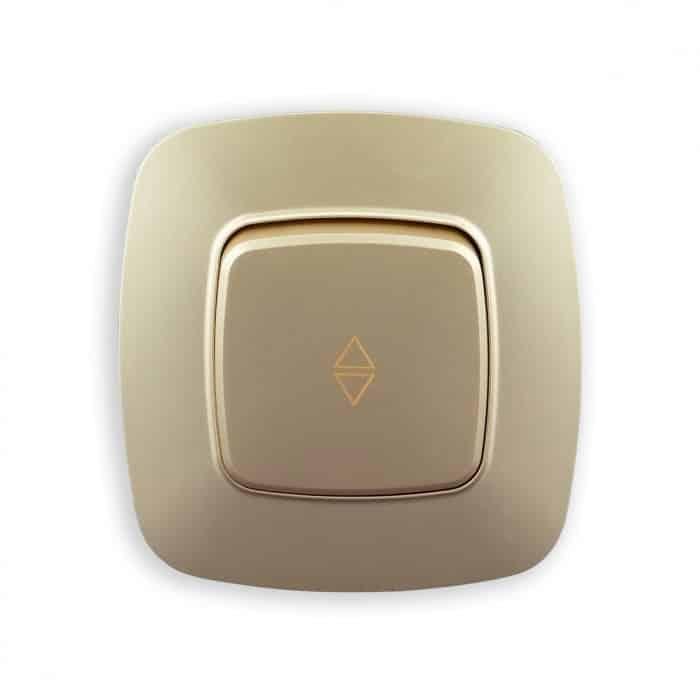 Выключатель одноклавишный встроенный HOROZ ELECTRIC ELA проходной 10А 250V Золотой (112-007-0015-030)