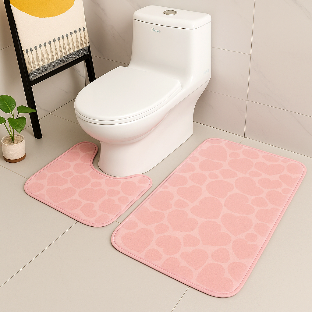 Набор ковриков для ванной комнаты 3D Сердечки с резиновым покрытием 2 шт. Розовый (28766961) Набор ковриков для ванной комнаты 3D Сердечки с резиновым покрытием 2 шт. Розовый (28766961)
