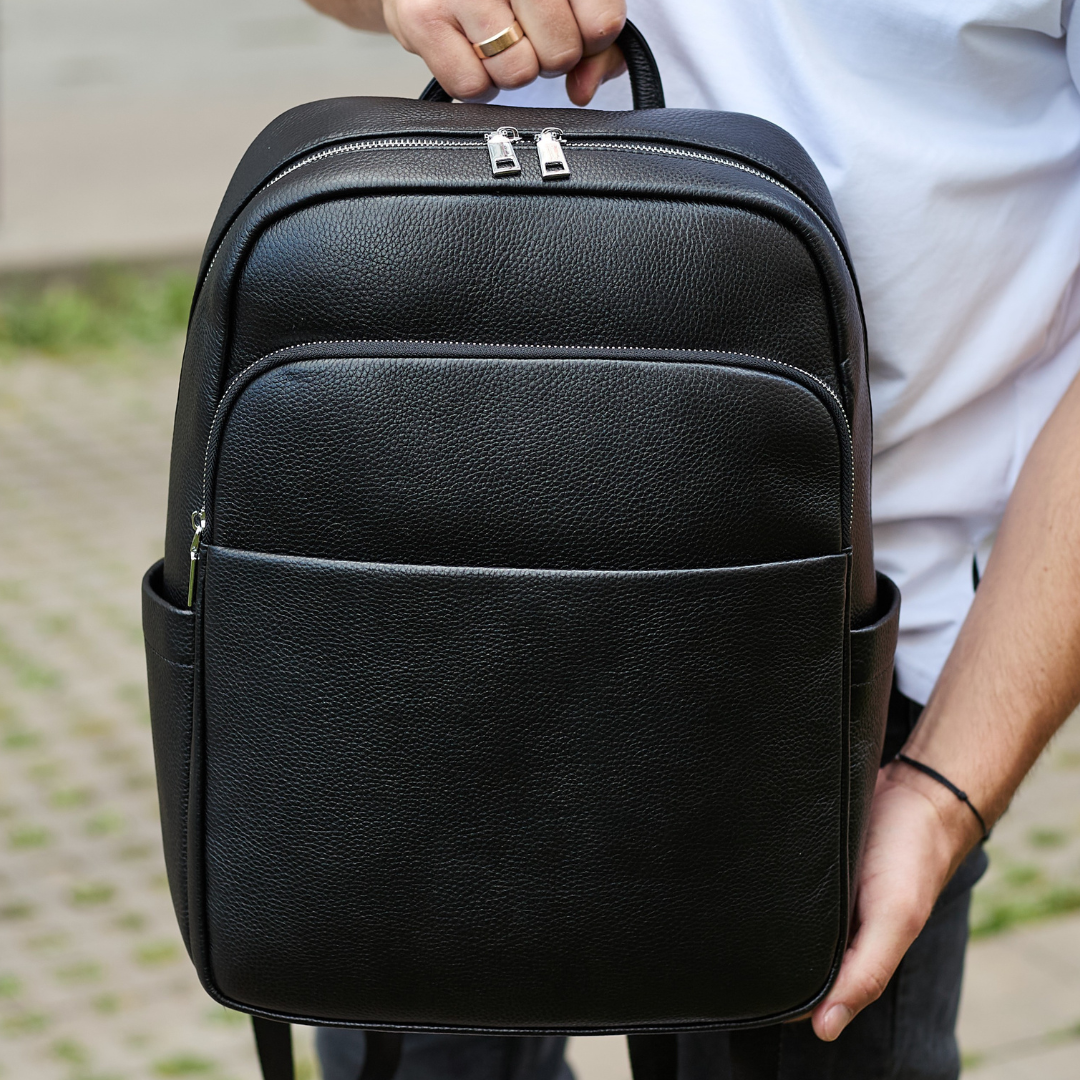 Городской рюкзак мужской Tiding Bag из натуральной кожи 41х31х16 см Черный (63184)
