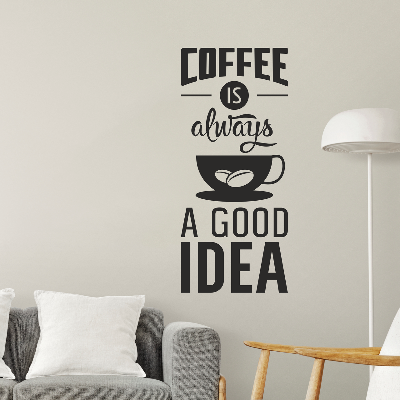 Наклейка на стену Happy Pocket "Coffee is always a good idea" матовые 54х123 см Черный (HP-024L-070M)