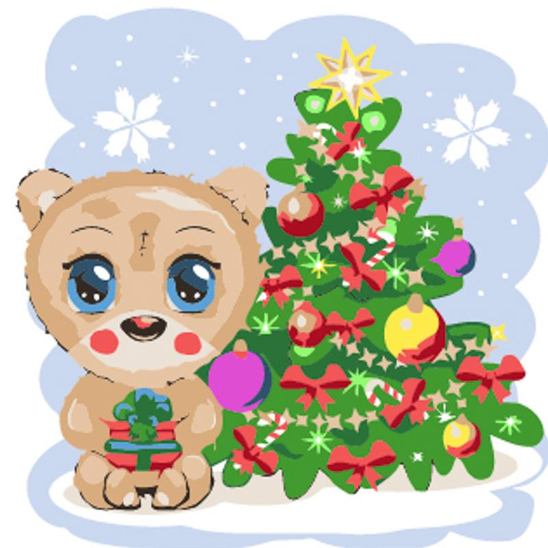 Картина по номерам Strateg Премиум Медведик 30х30 см (ES225)