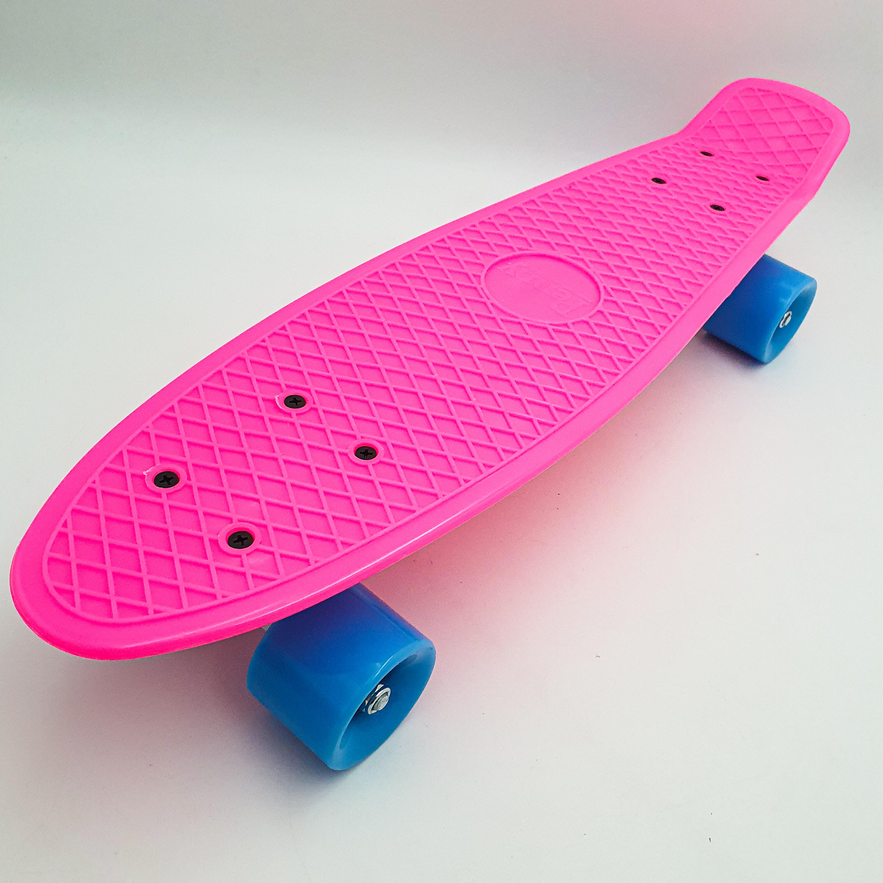 Пенни борд скейт 55х15см до 80кг ABEC 7 матовые колеса скейтборд Penny Board Pastel Series малиновый - фото 2