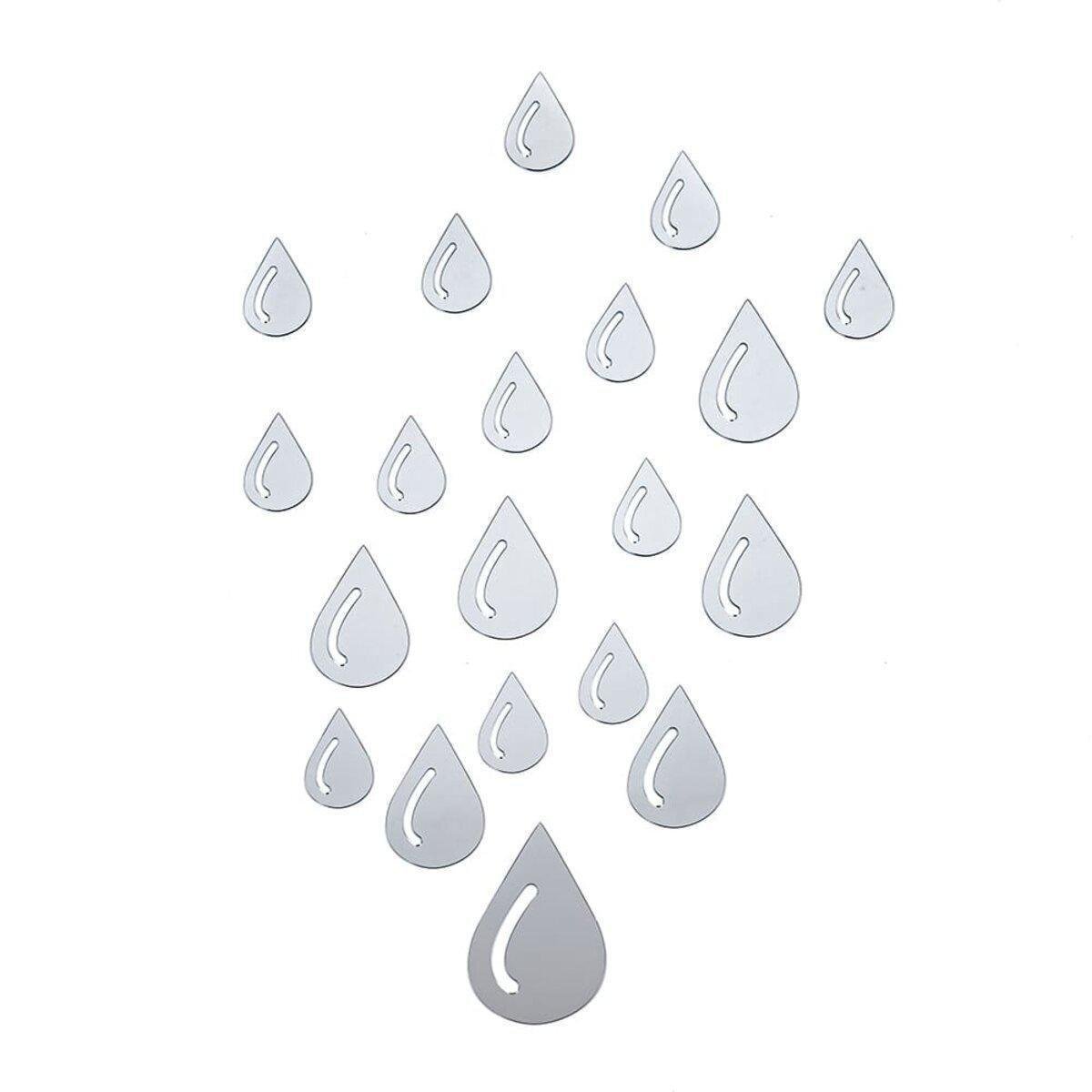 Декор самоклеящийся Капли акриловый зеркальный 20 шт. Серебряный (3DPanda-2492)