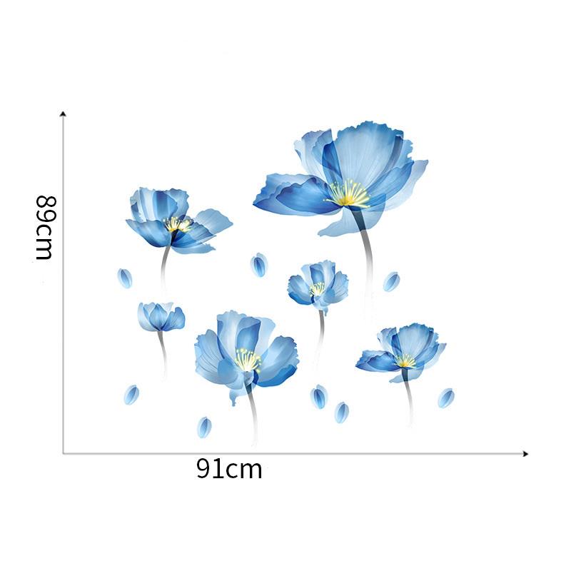Наклейка на стіну Квіти декоративна вінілова 89х91 см Блакитний (8659) - фото 3