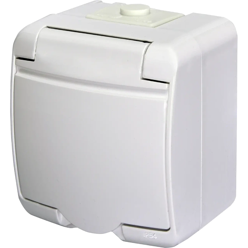 Розетка 1-полюсна з заземленням ETI Hermetics Schuko RHE-1s 4668015 біла кришка IP54 Білий (3014539906)