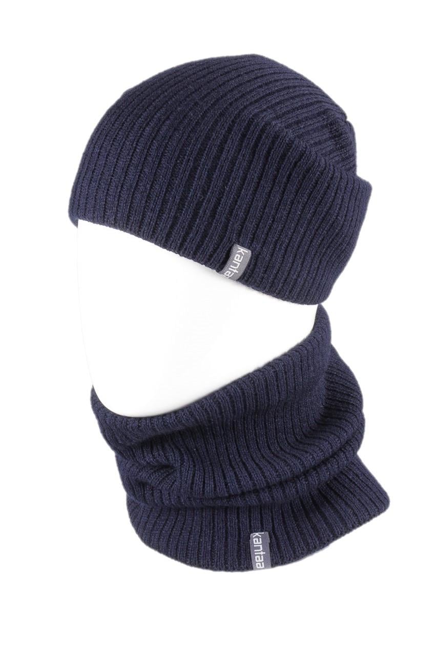 Вязаная шапка Кahta Fashion Hat с Buff снуд унисекс р. 57-58 Синий (OC-053)