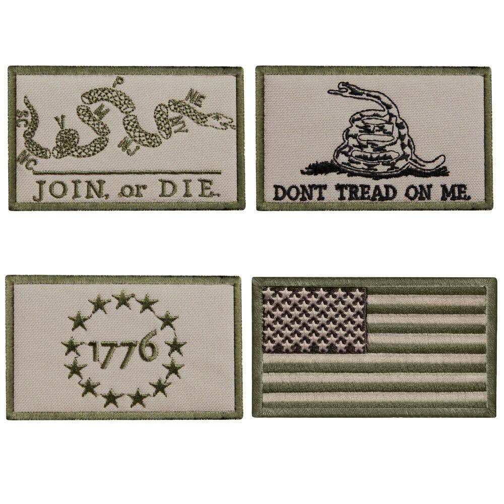 Набір шевронів з липучкою "JOIN OR DIE"/"DON’T TREAD ON ME"/"1776"/"Прапор США 5х8 см 4 шт. (25423)