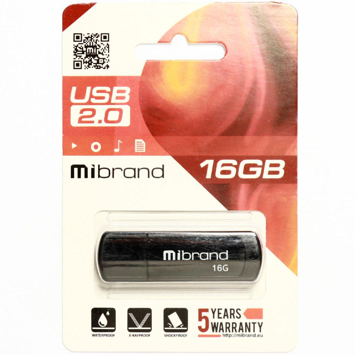 Флеш память Flash Mibrand Usb 2.0 Grizzly 16 Gb Black