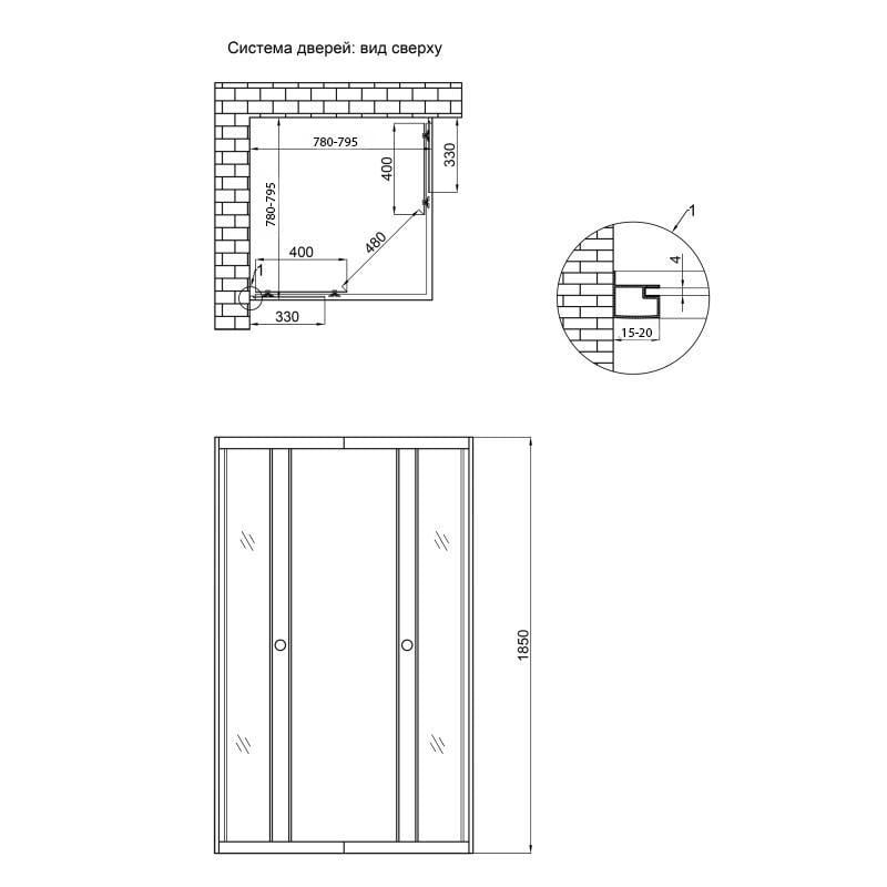 Душова кабіна Lidz Wawel SC80x80.SAT.LOW.FR Frost без піддона - фото 2