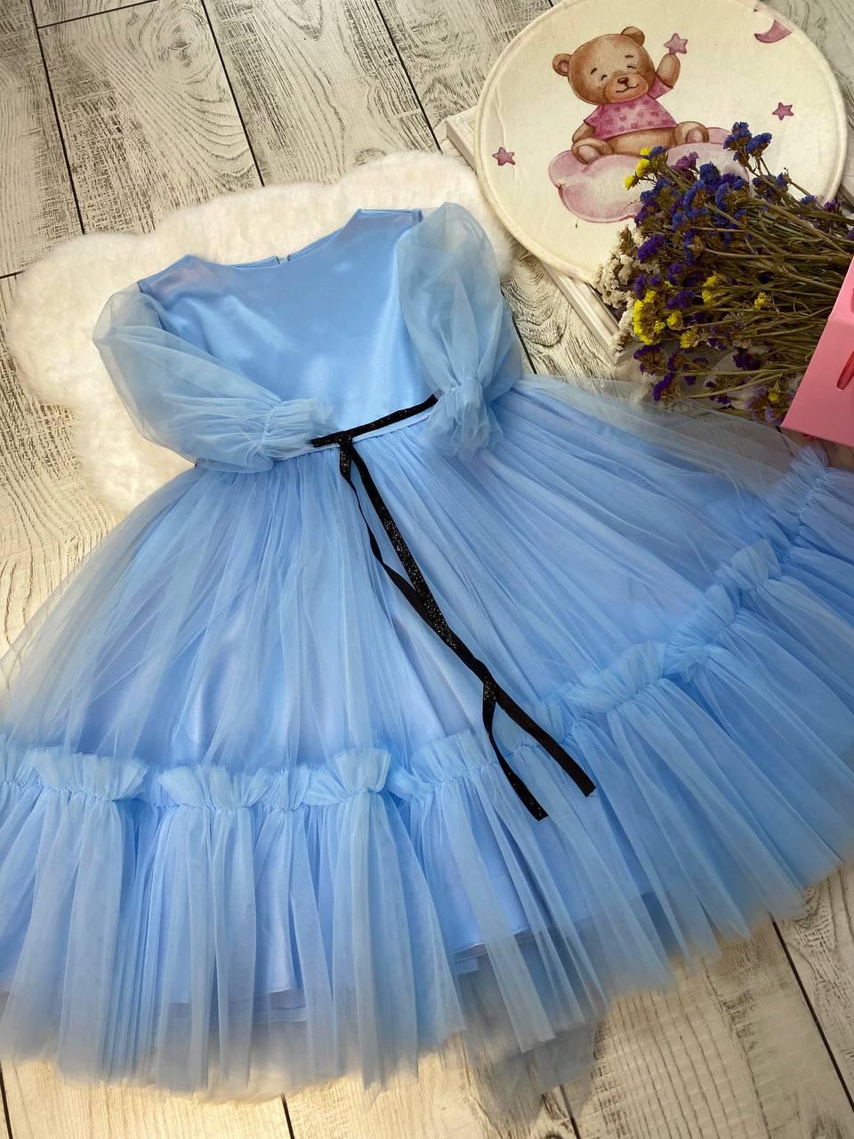 Платье праздничное для девочки 116 см Голубой (2229152300) - фото 4