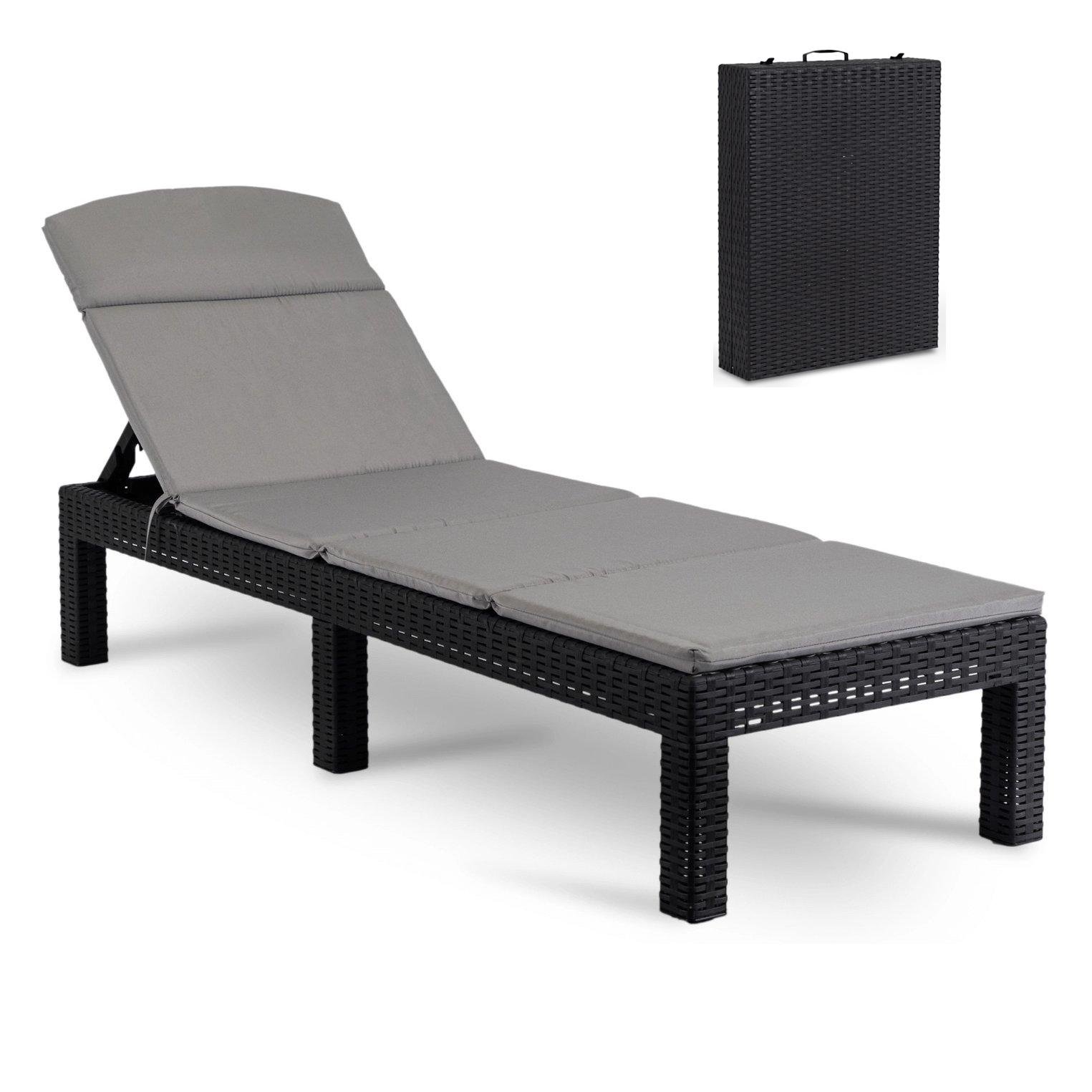 Шезлонг складной Mebel Elite LUIZJANA Черный (ME.LUIZJANA/CZ/P/T/OGR/LEZ)