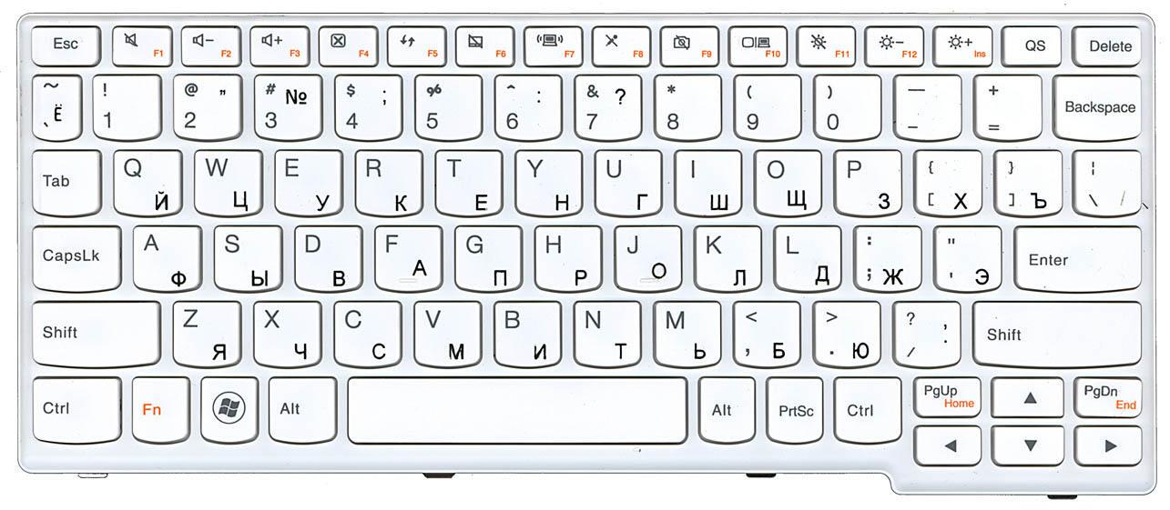 Клавиатура для ноутбука Lenovo IdeaPad S205 White Frame White