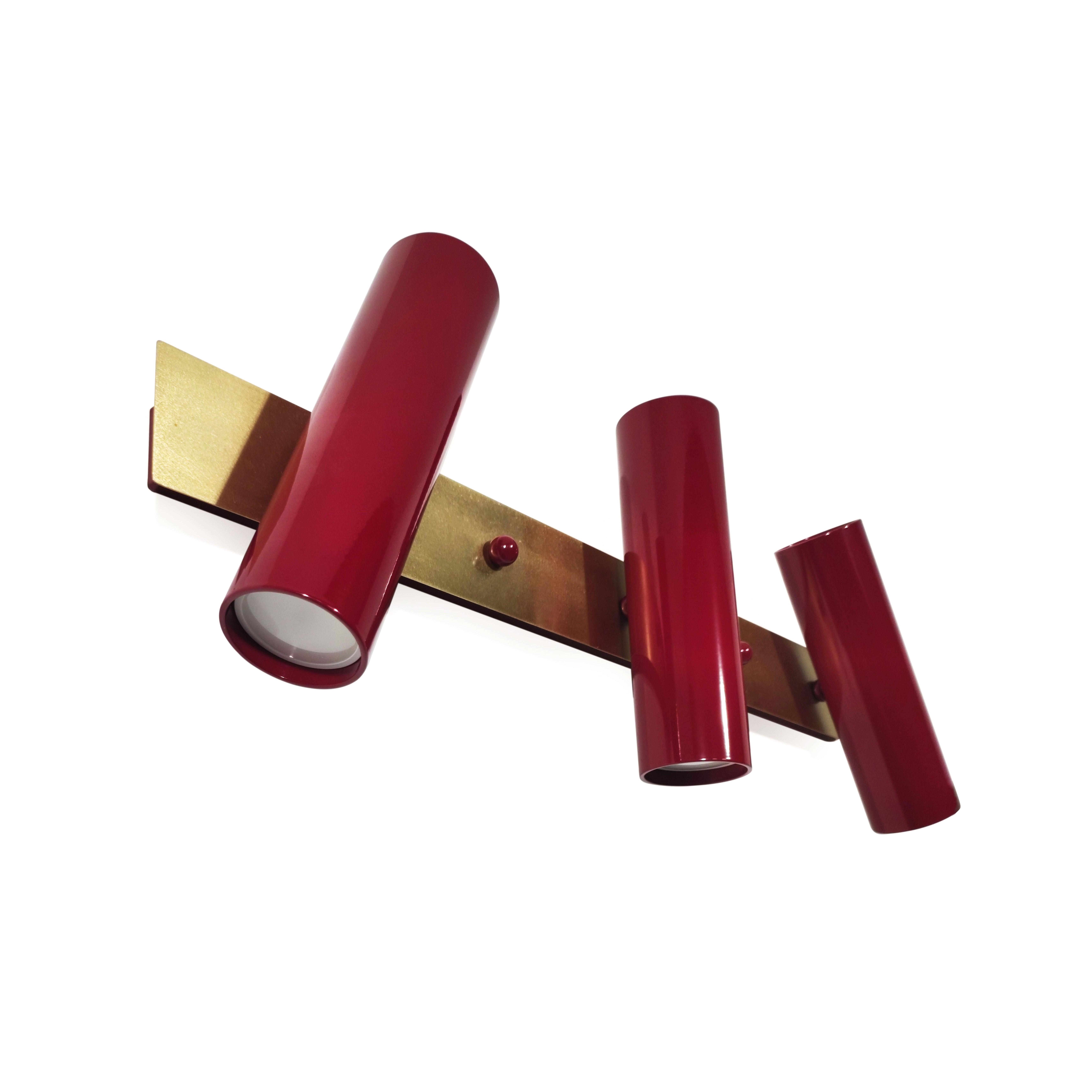 Настенный светильник с деталями Gaff Design из латуни для ванной Бургунди (BRASS12) - фото 6