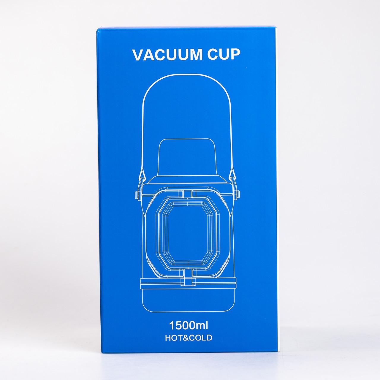 Термос Vacuum Cup с ремешком и складной ручкой 1,5 л Белый (2431236511) - фото 8