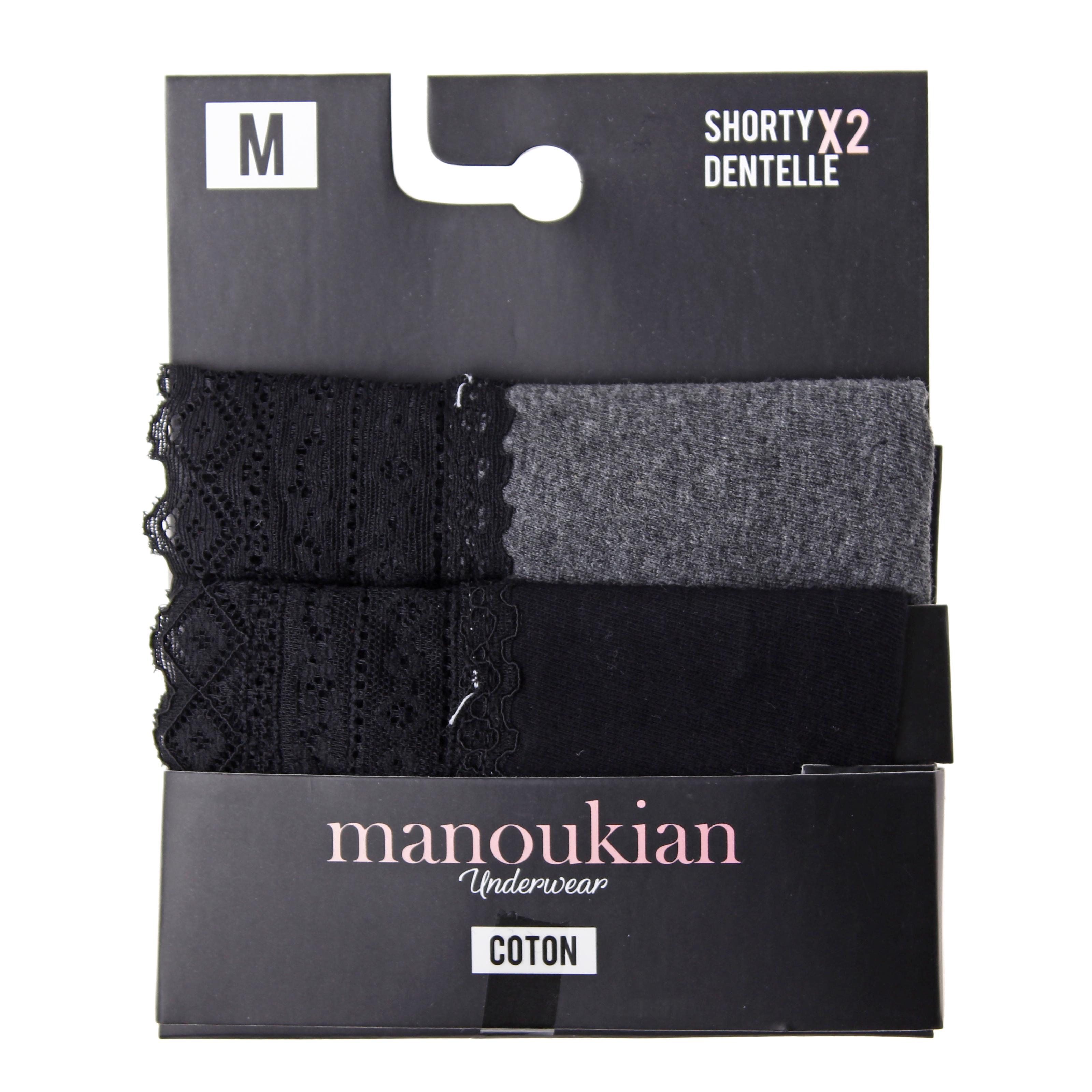 Трусики-шорты Manoukian Shorty-X2 -Femme 2-pack M Black/Gray (12890483-3)