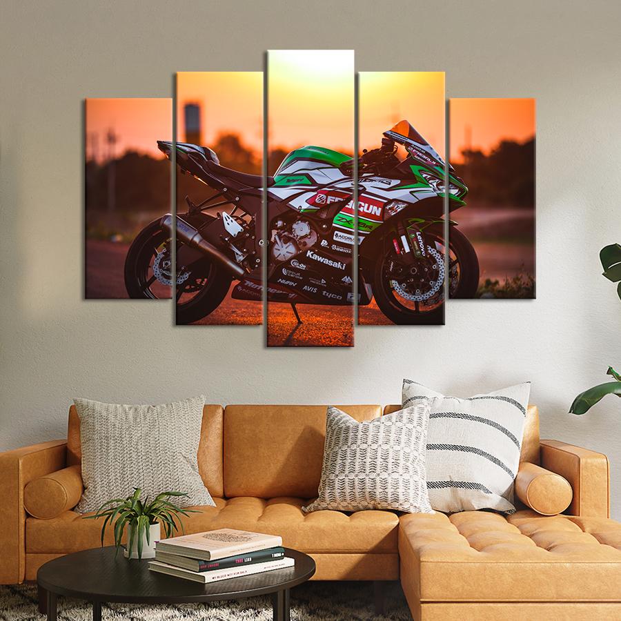 Картина Автомобиль Яркий мотоцикл Kawasaki Ninja 112x68 см (A1199-5)