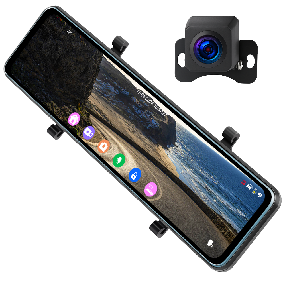 Зеркало заднего вида с видеорегистратором автомобильное Podofo W8176 GPS/Wi-Fi/4K с камерой заднего вида и ночным видением (28587404)