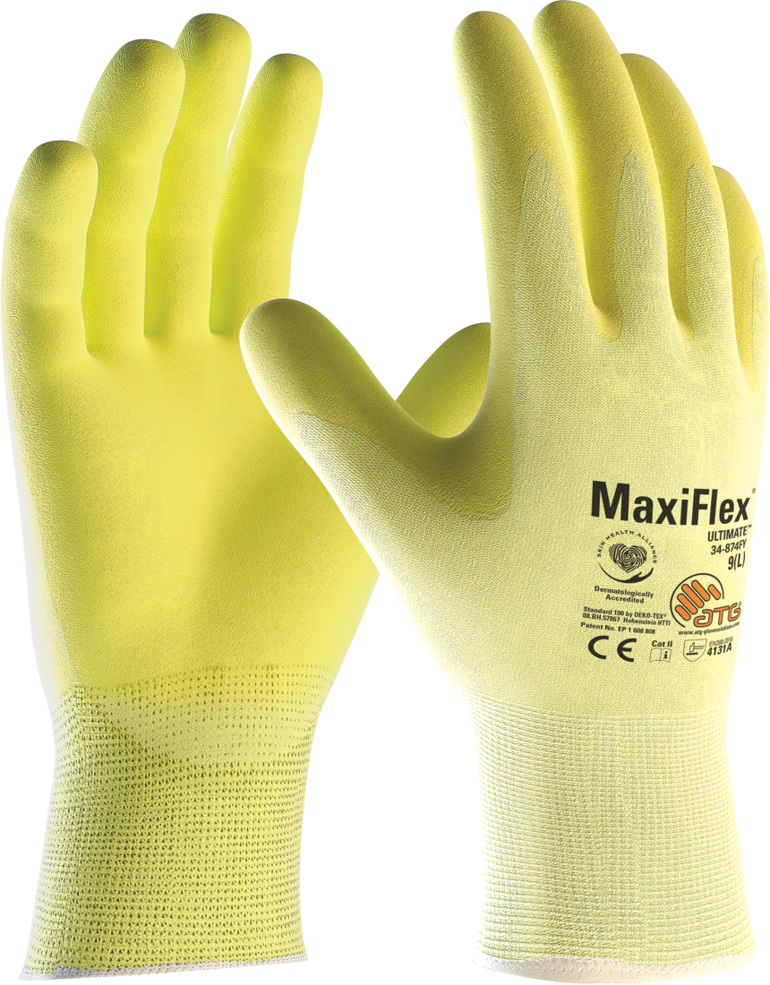 Рукавички захисні ATG Gloves MaxiFlex Ultimate р. 6 XS Жовтий (34-874FY) - фото 1