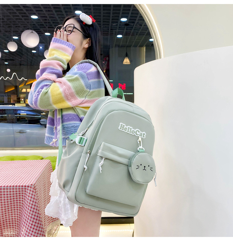 Школьный рюкзак для девочки Hello Cat 5в1 5-11 класс Зеленый (27668055) - фото 3 Школьный рюкзак для девочки Hello Cat 5в1 5-11 класс Зеленый (27668055) - фото 3