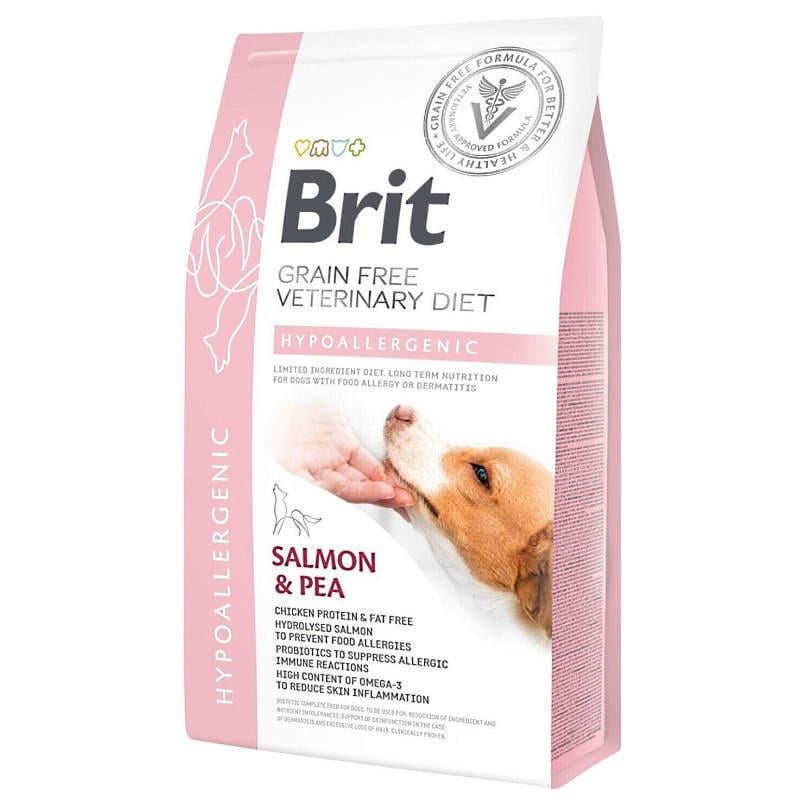 Корм для собак Brit GF Veterinary Diet Dog Grain Free Hypoallergenic при пищевой аллергии с лососем горохом и гречкой 12 кг