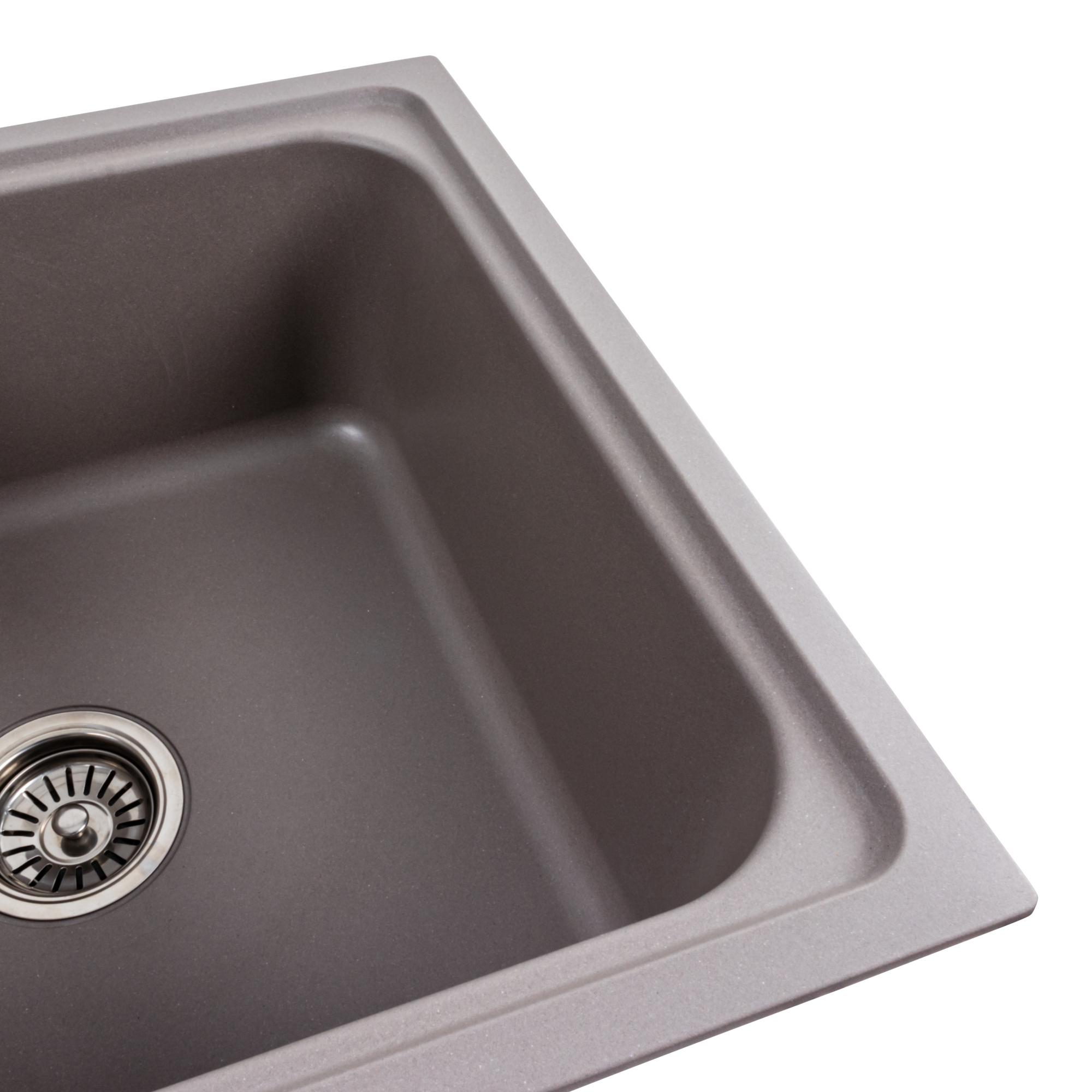 Мойка кухонная Platinum PLS-A40405 две чаши гранитная прямоугольная 785x498 мм Коричневый (25965319) - фото 3