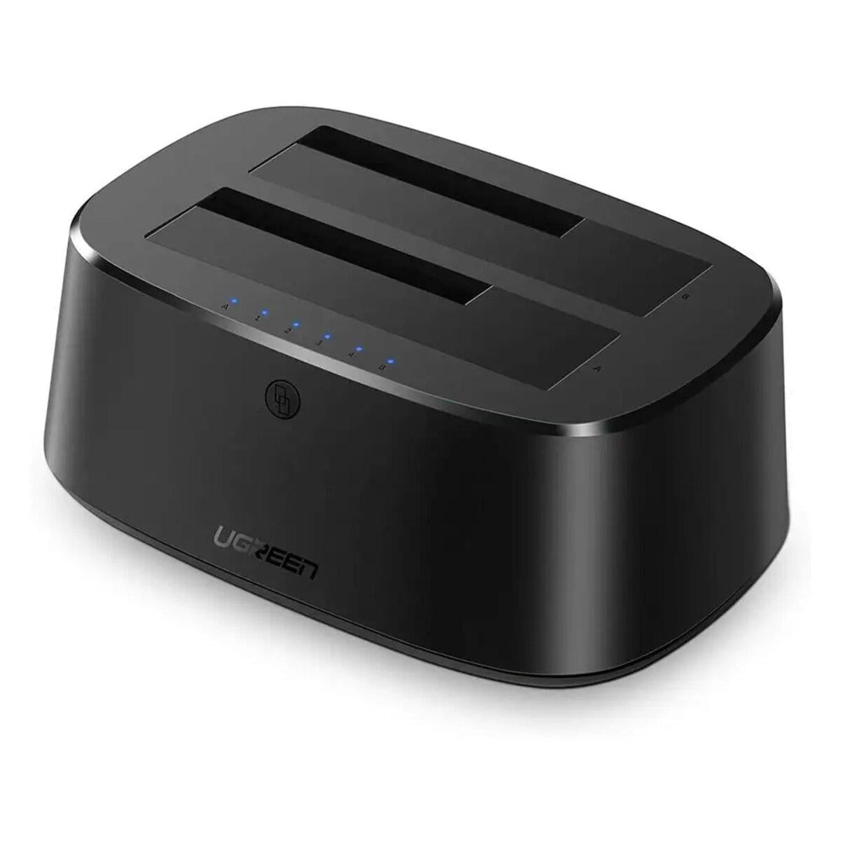 Док-станция хаб UGREEN CM198 USB 3.0 до 2,5/3,5" SATA Dual-Bay Hard Drive Duplicator/Cloner EU Black (UGR-50857)