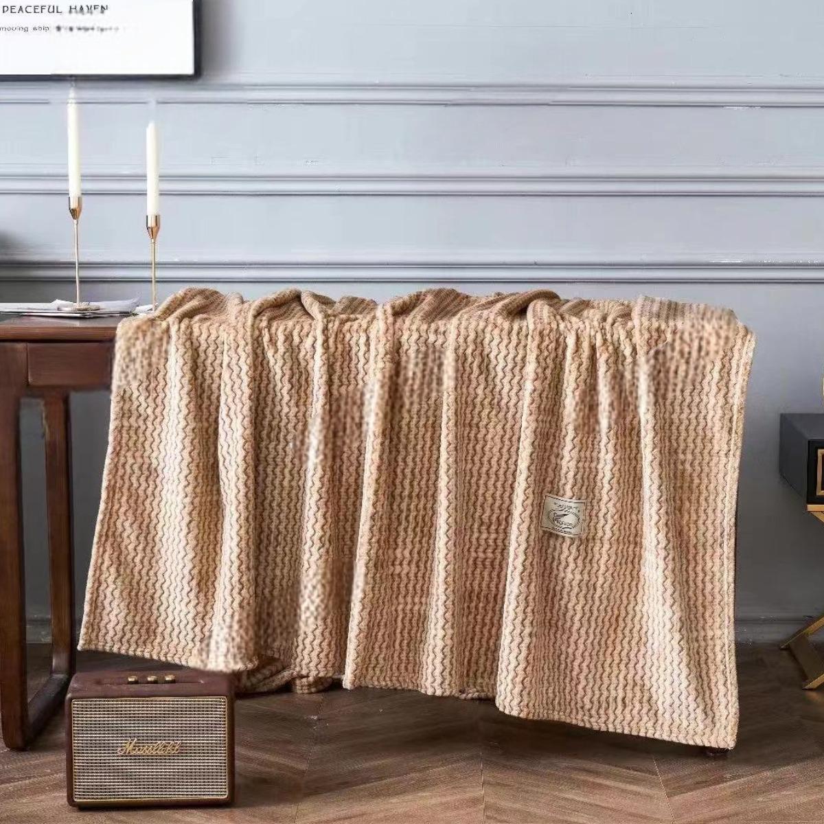 Плед Koloco Зигзаг евро 200х230 см Бежевый (38440)