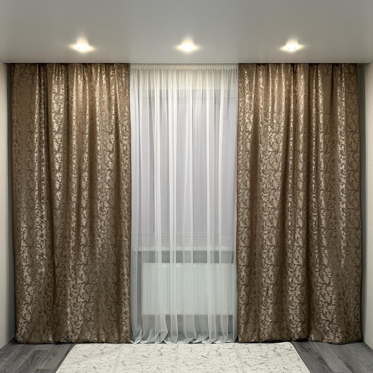 Штори Севілья жаккардові 1,5 х2,7 м 2 шт. Кавовий - фото 1 Штори Севілья жаккардові 1,5 х2,7 м 2 шт. Кавовий - фото 1