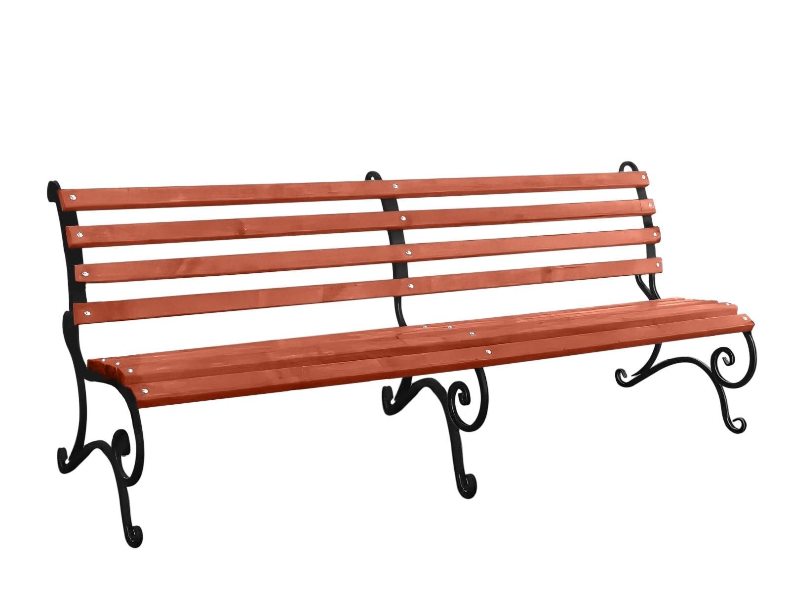 Скамейка садовая  Tobi Sho садово-парковая кованая усиленная без подлокотников 2 м Красное дерево