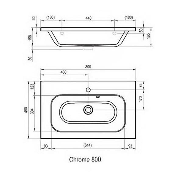 Умывальник подвесной Ravak CHROME XJG01180000 800x490x165 мм Белый (92219) - фото 2 Умывальник подвесной Ravak CHROME XJG01180000 800x490x165 мм Белый (92219) - фото 2