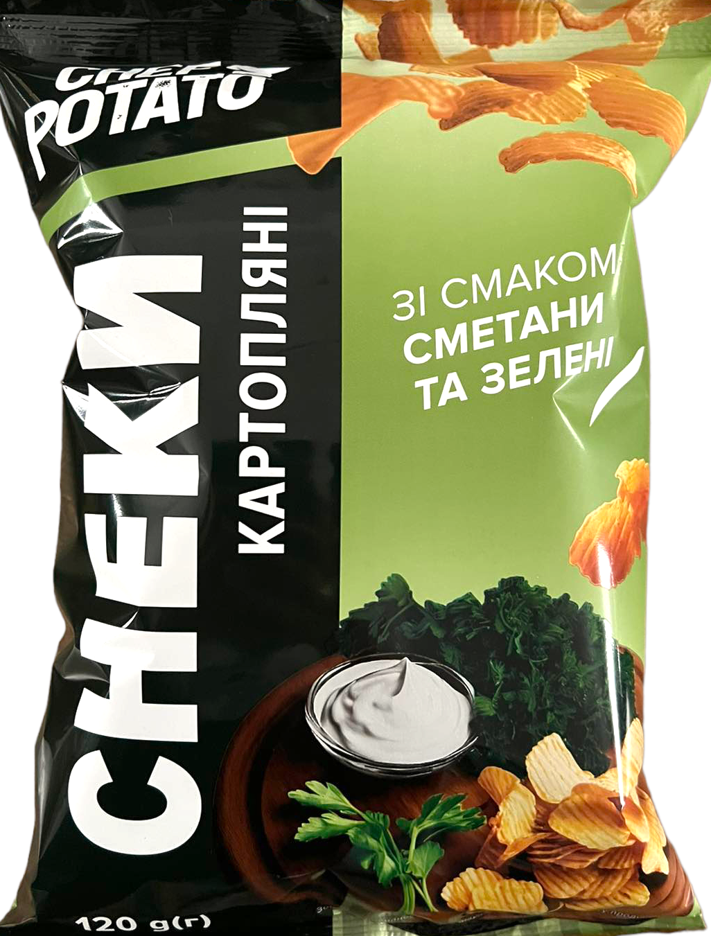 Снеки картофельные CHEF Potato со вкусом сметаны и зелени 120 г (15908)