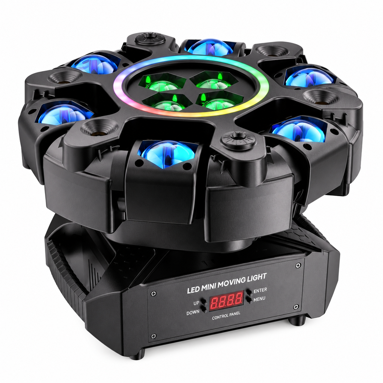 Лазерная установка светодиодная Lem Berger DMX512 с вращением со стробоскопом музыкальная 26 каналов управления 200 Вт.