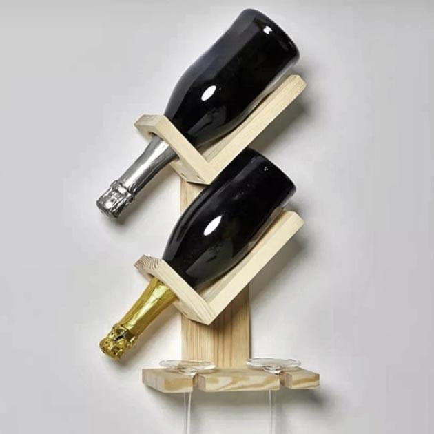 Полка для вина настенная из дерева Хатиро 2 Бланже (ПНК-220901)