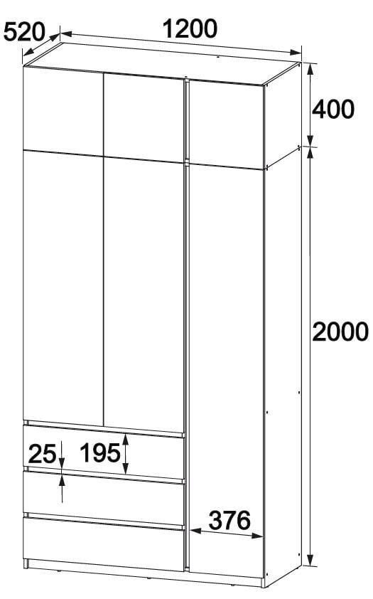 Шкаф с антресолью Мастер Форм Брайт правосторонний 1200х520х2400 мм Дуб крафт золотой (32312) - фото 3 Шкаф с антресолью Мастер Форм Брайт правосторонний 1200х520х2400 мм Дуб крафт золотой (32312) - фото 3