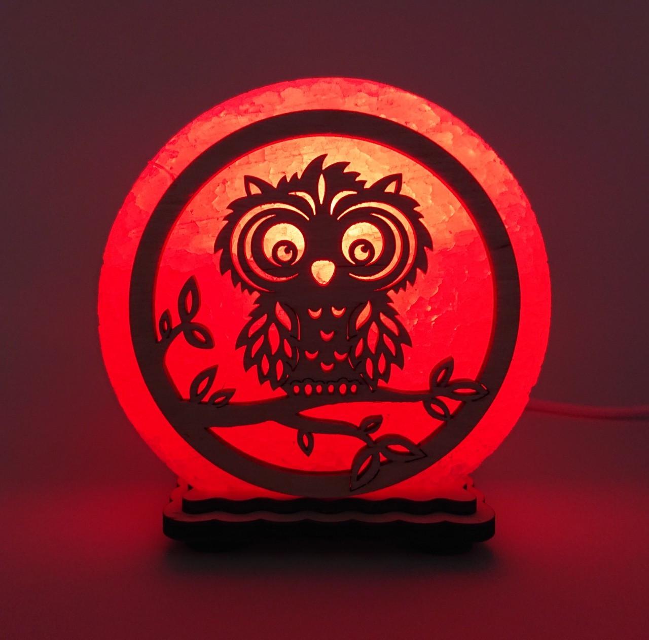 Соляной светильник Совёнок на ветке (KM-00013-r)