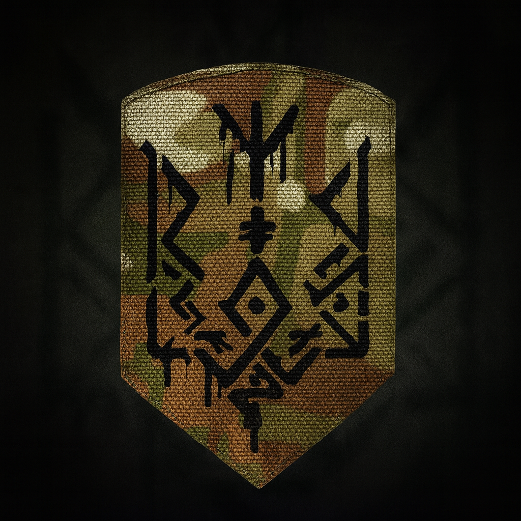 Шеврон на липучці Laser Cut Герб рунами 70х100 мм Мультикам/Чорний - фото 2