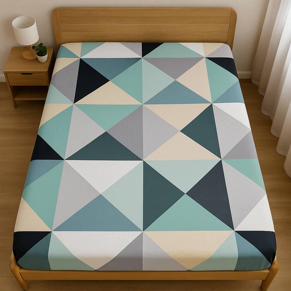 Простыня Треугольники на резинке полисатин 160х200 см (SP-1904a/x160)