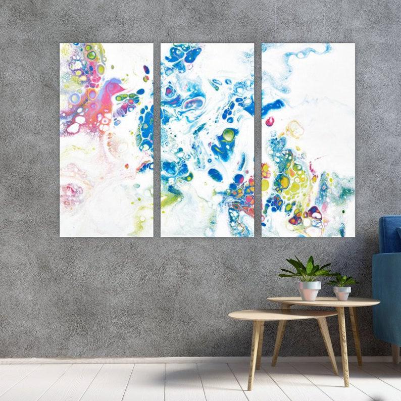 Модульная картина на холсте из трех частей KIL Art Яркие краски абстракции 78x48 см (M3_M_360)