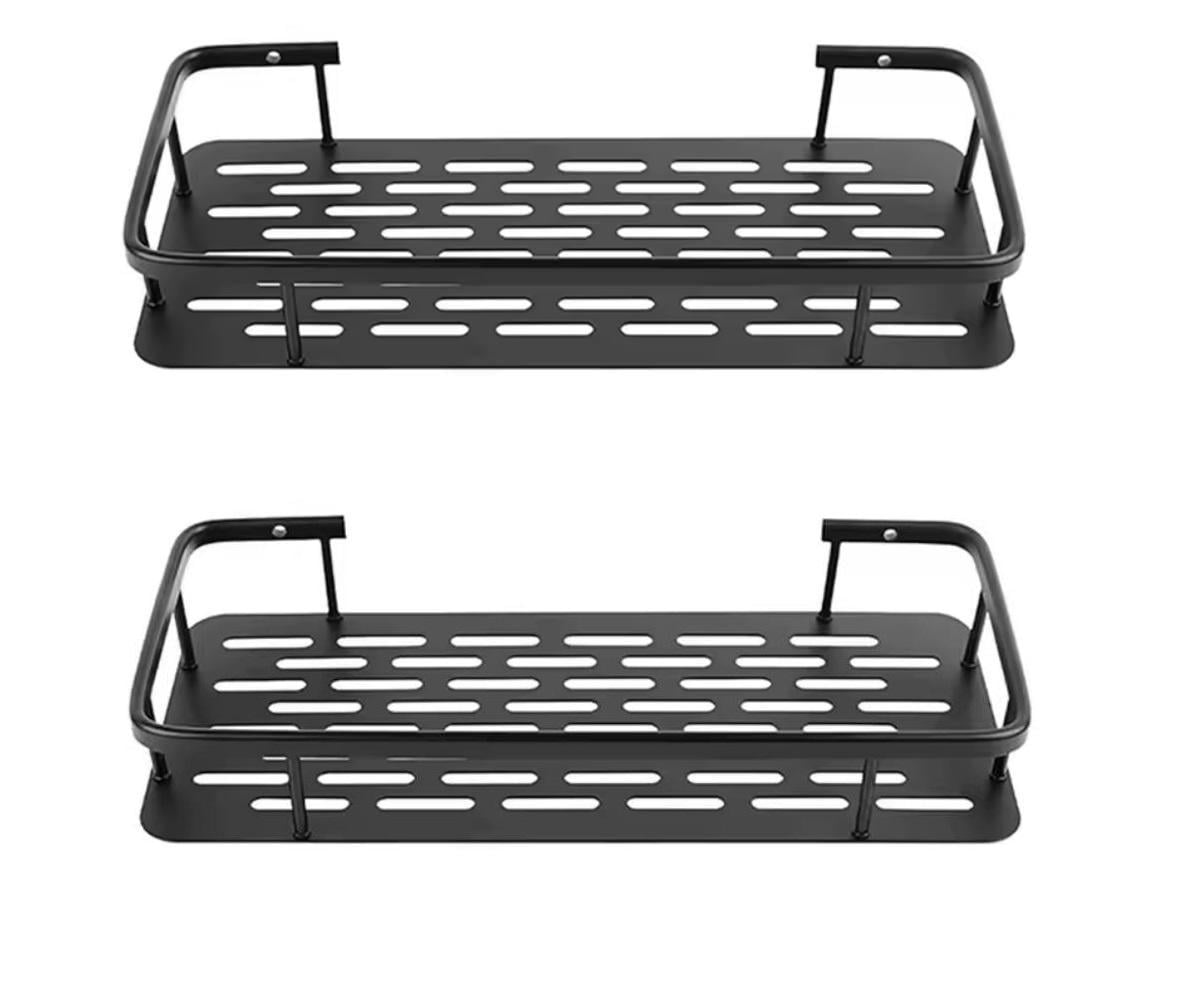 Набір полиць для ванної металева самоклеюча 2 шт. Чорний (Е051482-2)