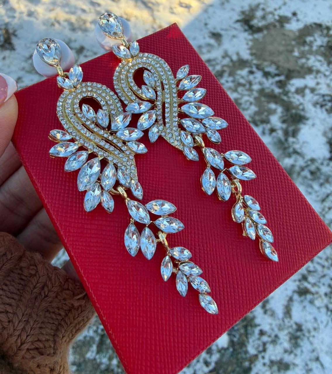 Серьги GONCHAR & CO. ювелирный сплав 18к 585п 8 см Золотой/Белый (323-003)