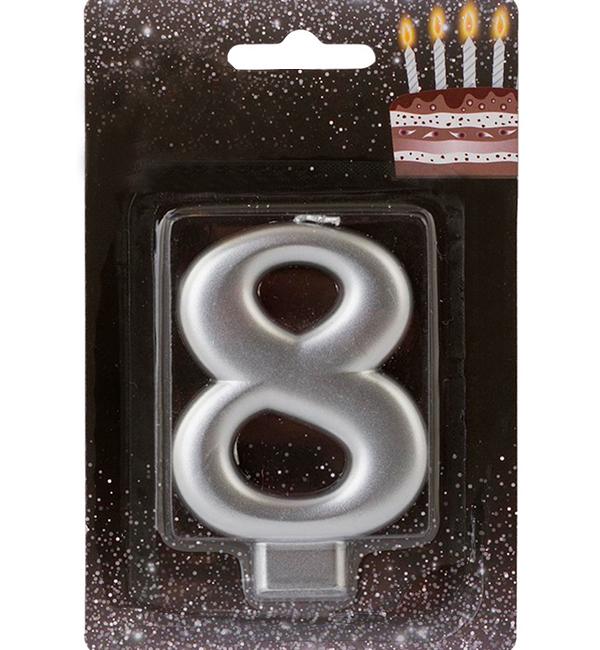 Свечи цифры в торт 8 8 см Серебреный