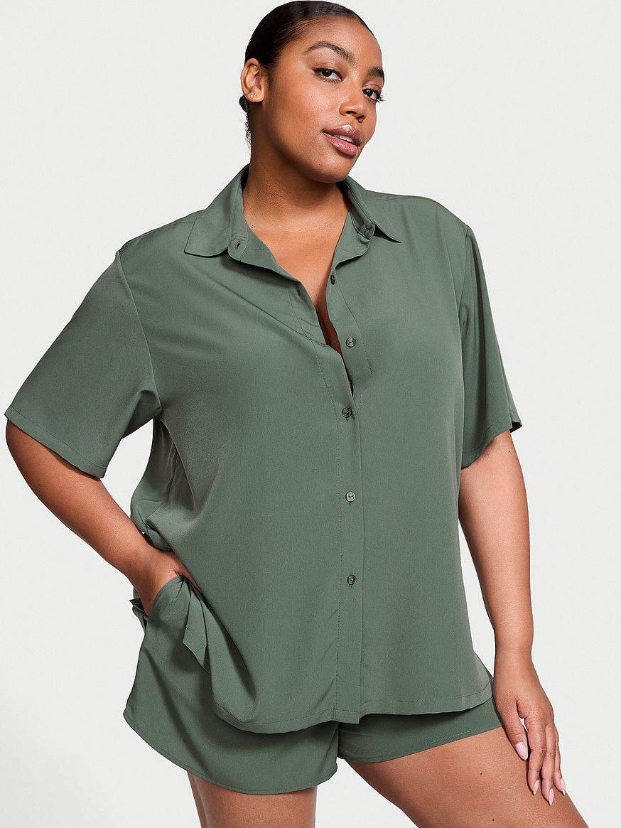 Піжама сорочка/шорти Victoria's Secret Luxe Crepe Sleep Shorts XS Хакі (26811386D) - фото 2 Піжама сорочка/шорти Victoria's Secret Luxe Crepe Sleep Shorts XS Хакі (26811386D) - фото 2