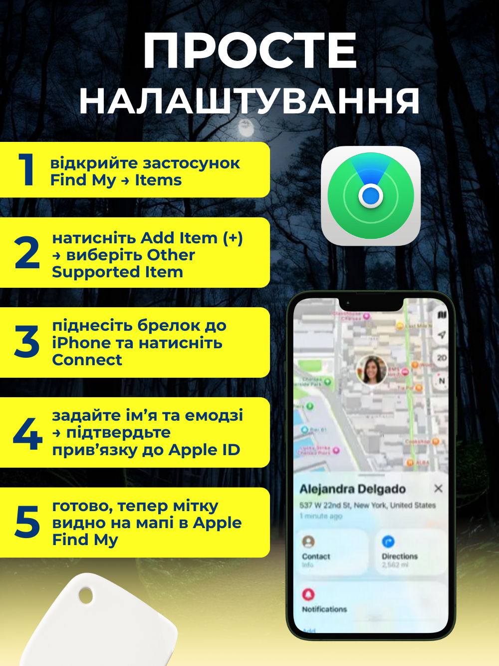 Трекер apple find my Sualio smart air tag для поиска отслеживания вещей Черный (9315a398) - фото 7